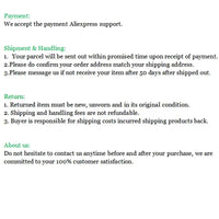 Payment, shipping, return, and customer satisfaction policy.
