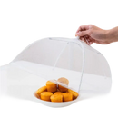 Mesh food cover over muffins.