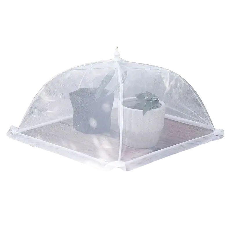 White mesh food cover.