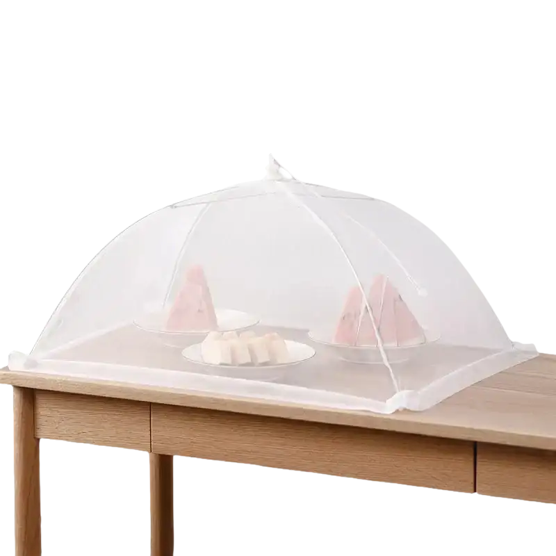 White mesh food cover.