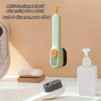 1pc Multi-function automatic spot shoe brush soft hair hand pressure hanging hole suitable for clothing carpet plastic