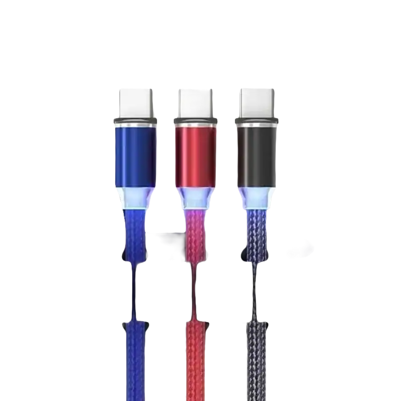 Cable organizer with three charging cables.
