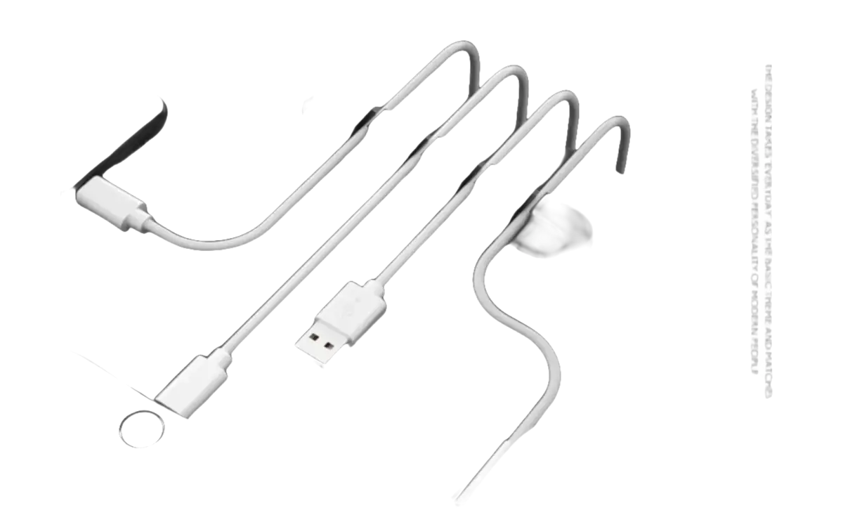 Cable organizer with white charging cables.