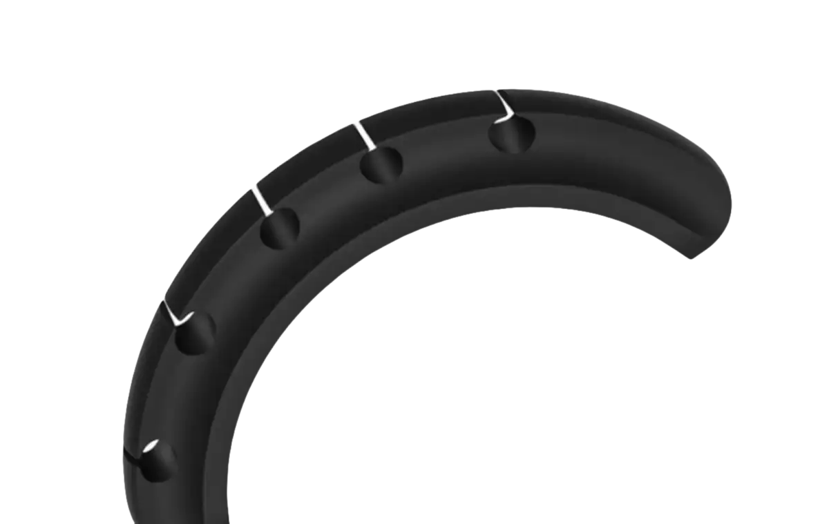 Flexible black cable protector.