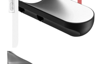 Sleek black and silver device.