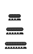 Desktop straight-wire organizers with dimensions.
