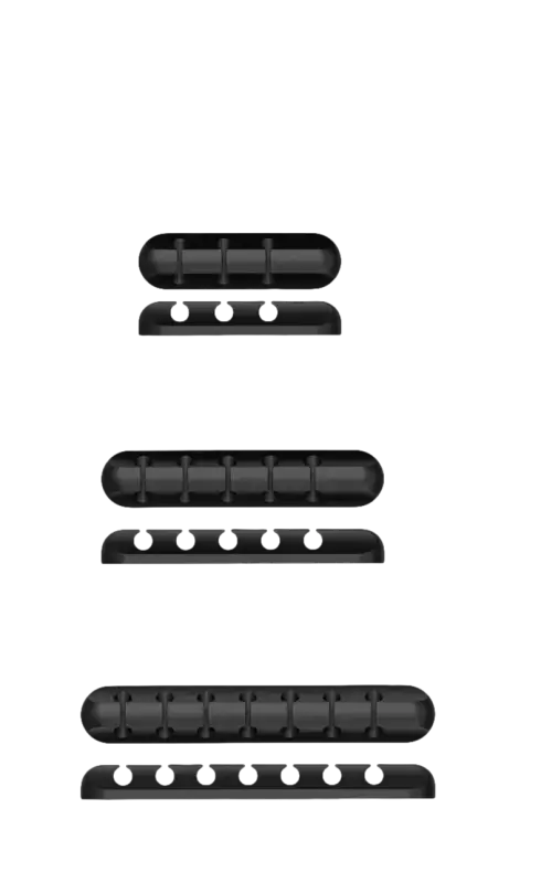 Desktop straight-wire organizers with dimensions.
