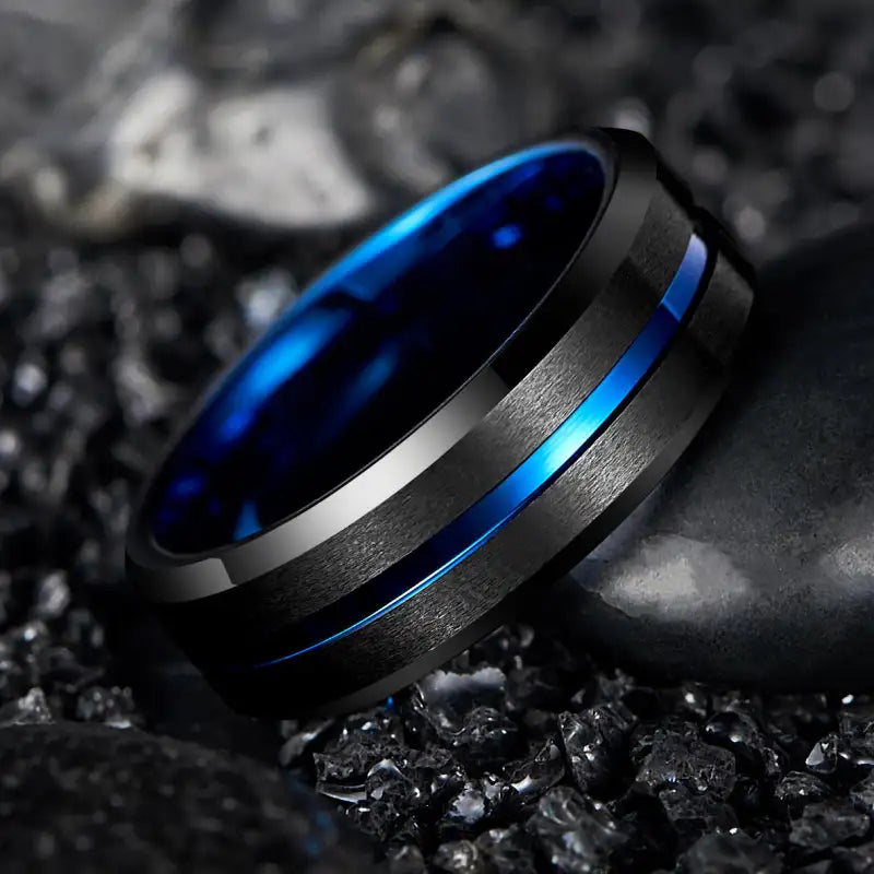 Tungsten 8mm Wide Vacuum Plated Men’s Ring