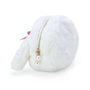 White furry bunny pouch with zipper.