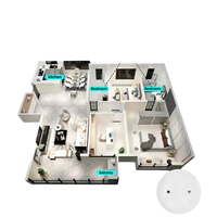Floor plan with water leak alarm placement.