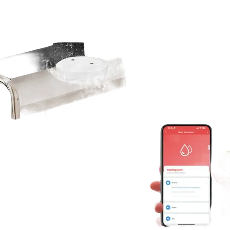Water leak sensor with mobile app notification.