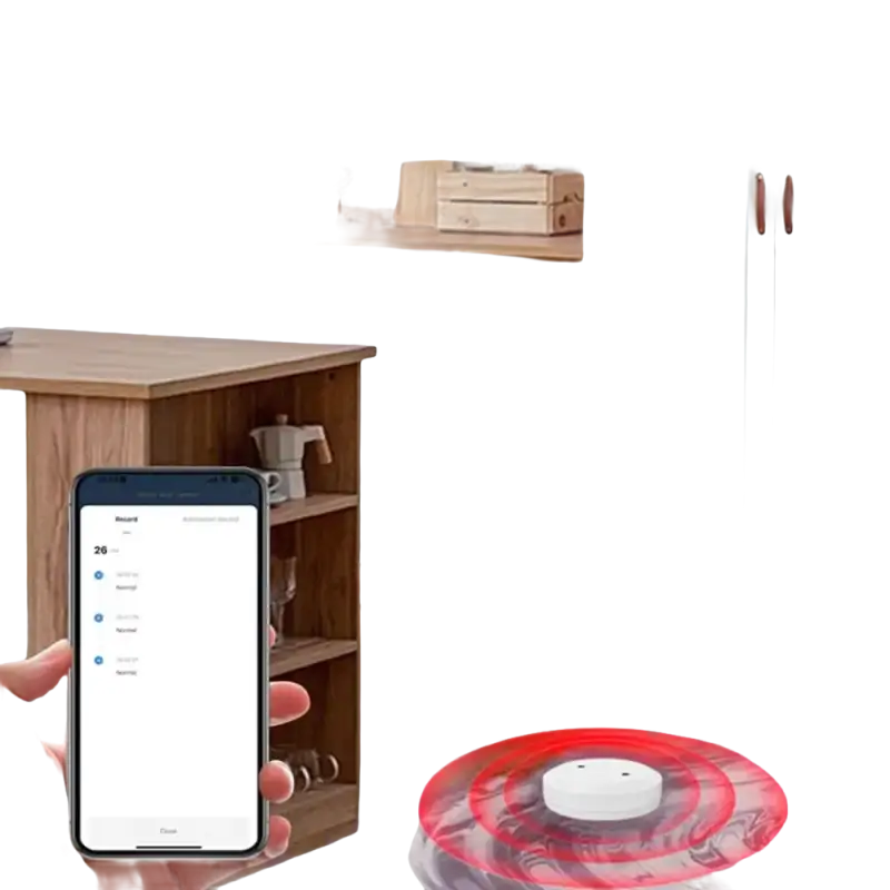 White water leak sensor with red detection waves.