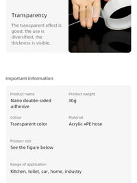 Nano Double Sided Tape Transparent Waterproof Strong Tape Reusable Nano Tape Kitchen Bathroom Home Decoration - G397A