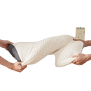 Stretched, quilted pillow.
