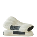 Two white neck support massage pillows with gray accents.
