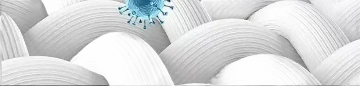 White woven fabric with virus.