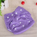 Purple mesh style waterproof diapers with white snaps for trendy newborns