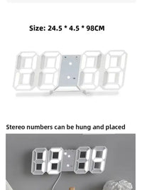 3D LED Wall Clock: Modern Digital Design with Nightlight & Luminous Alarm for Living Room Decor