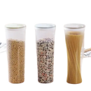Three clear food storage containers.