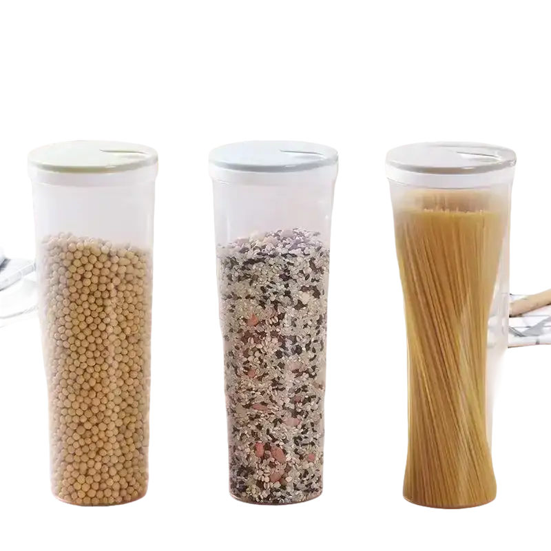 Three clear food storage containers.
