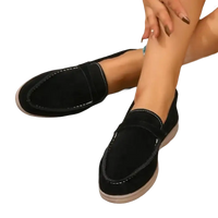 Black suede loafers.