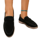 Black suede loafers.
