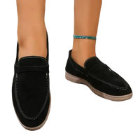 Black suede loafers.
