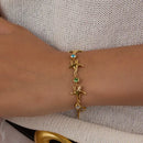 Starfish Elegance: Gold Zircon Titanium Bracelet - JDB0203013