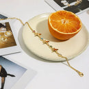 Starfish Elegance: Gold Zircon Titanium Bracelet - JDB0203013