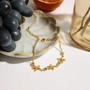 Starfish Elegance: Gold Zircon Titanium Bracelet - JDB0203013