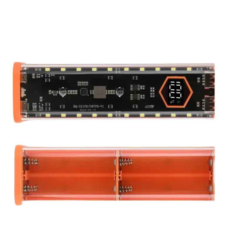 Orange and Clear LED Lights Fast Charging Battery Case DIY Kit