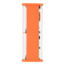 Orange and clear rectangular electronic device.