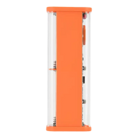 Orange and clear rectangular electronic device.