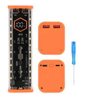 Orange-cased power bank with screwdriver and screws.