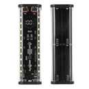 Transparent-cased power bank with digital display.
