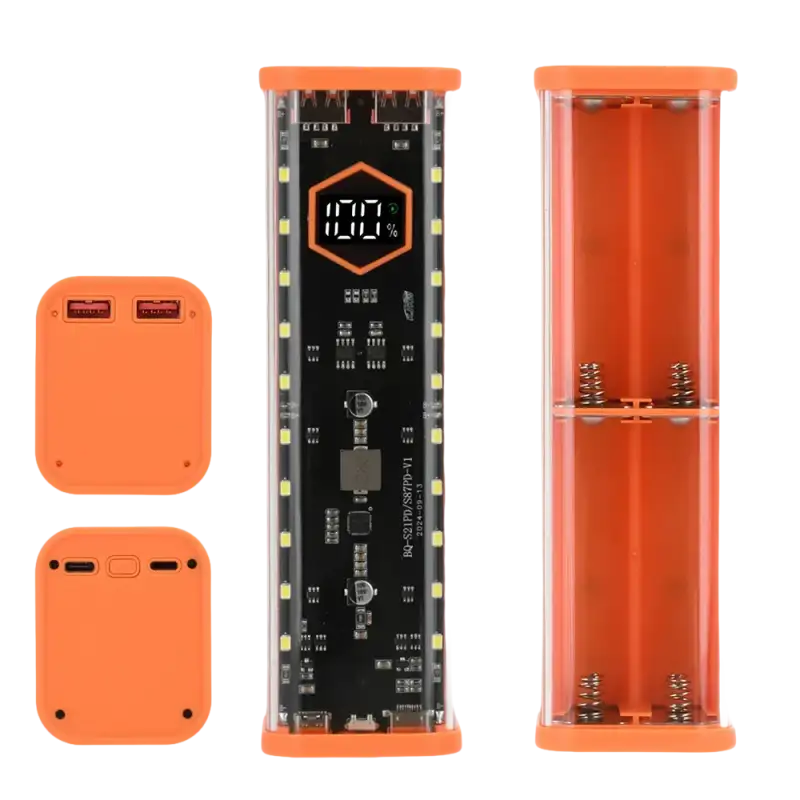 Orange and Clear LED Lights Fast Charging Battery Case DIY Kit