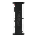 Portable power bank with transparent casing.