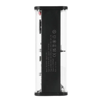 Portable power bank with transparent casing.