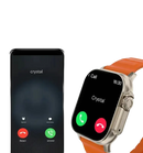 Smartwatch with orange band.