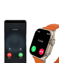 Smartwatch with orange band.