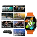 Smartwatch with orange band.