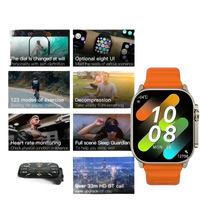 Smartwatch with orange band.