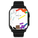 Black smartwatch with colorful screen design.