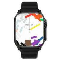 Black smartwatch with colorful screen design.
