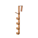 Copper-colored over-the-door hook rack.
