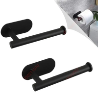 Black metal toilet paper holders with dimensions.