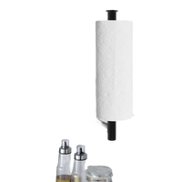Black wall-mounted paper towel holder.