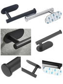 Modern towel bar with adhesive backing.