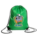 Green drawstring bag with Rocky from Paw Patrol.