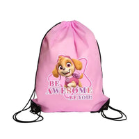 Pink drawstring bag with Skye from Paw Patrol.